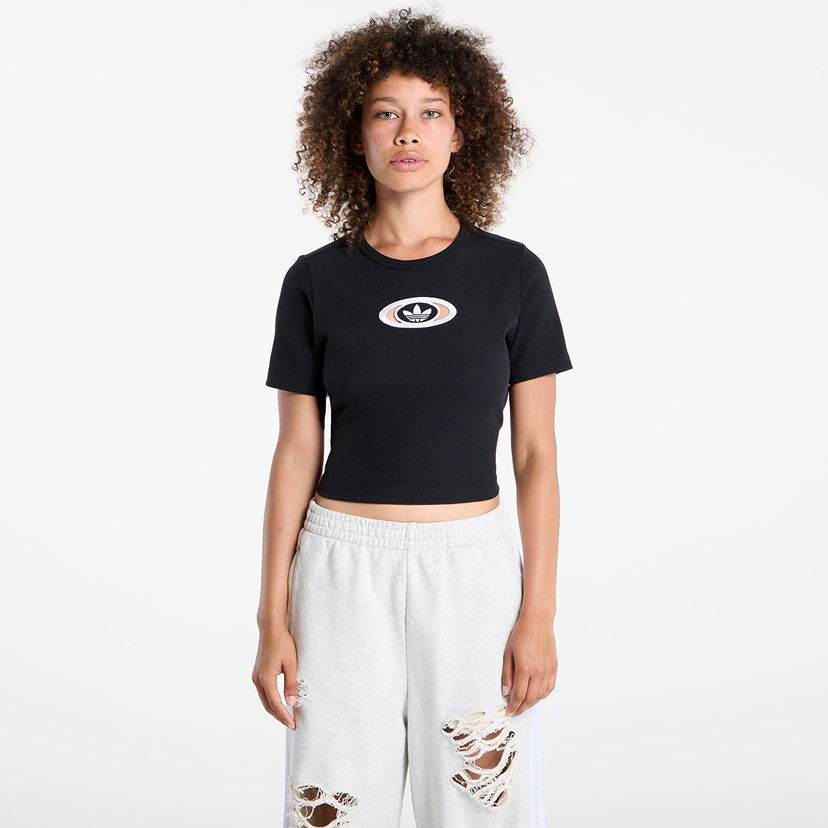 Crop top adidas Originals adidas Originals Campus 2000 Rib Crop T-Shirt Sort | KC8804