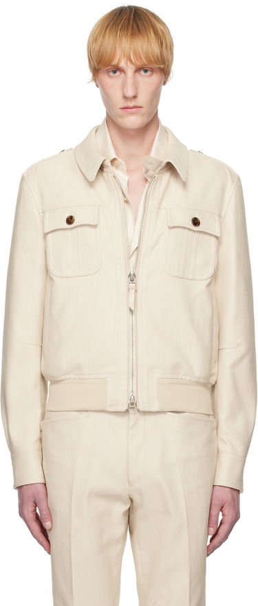 Bomberjakke Tom Ford TOM FORD Summer Corduroy Battle Jacket Beige | OBS054-FMC210S25, 0