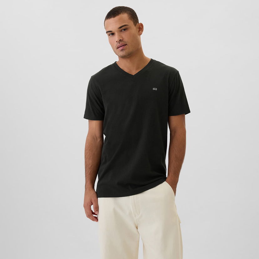 T-shirt GAP T-shirt Micro Logo Vneck Tee True Black S Sort | 502020-03