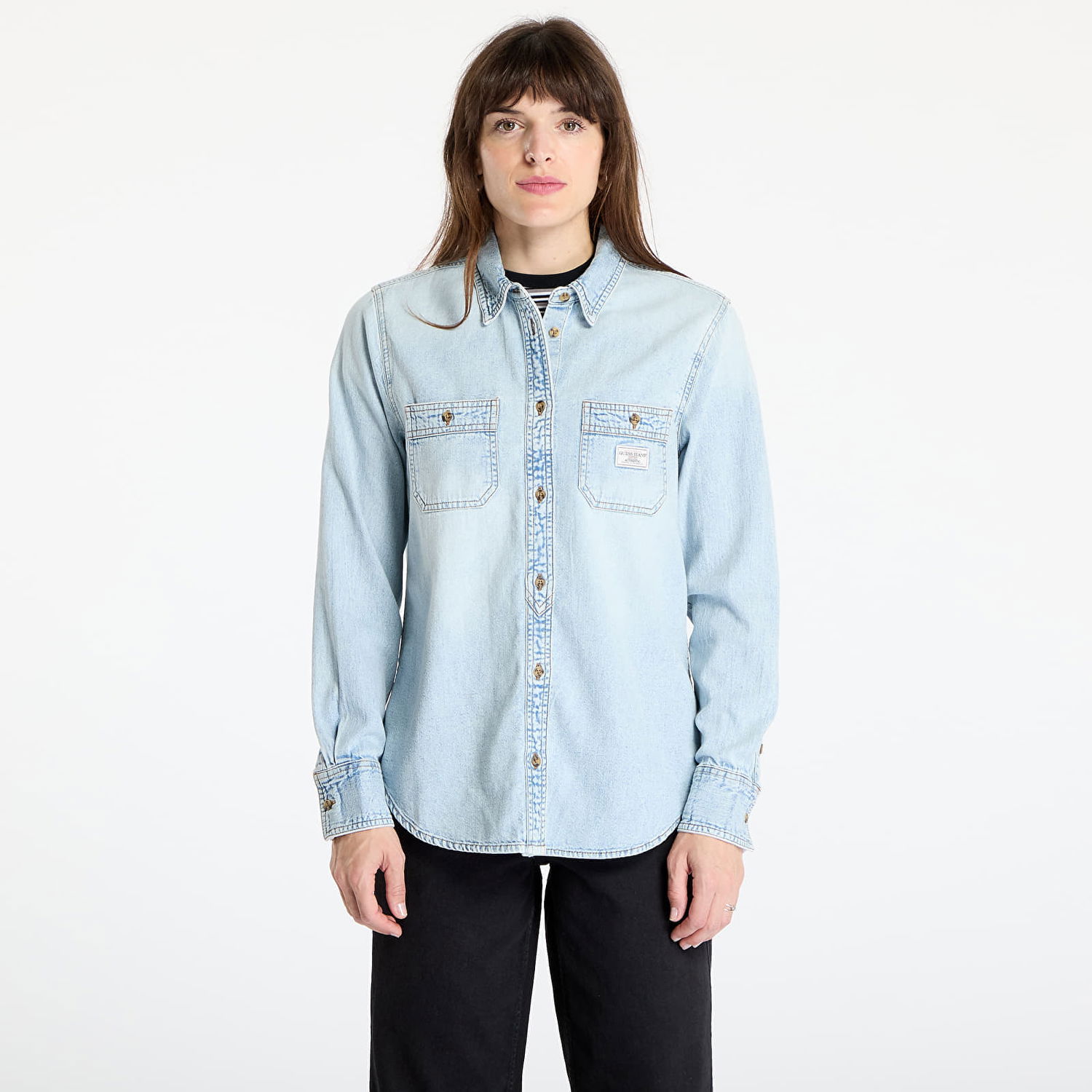 Skjorte GUESS GUESS Originals Denim Shirt Blå | W5RH37D5M83-GJRV, 0
