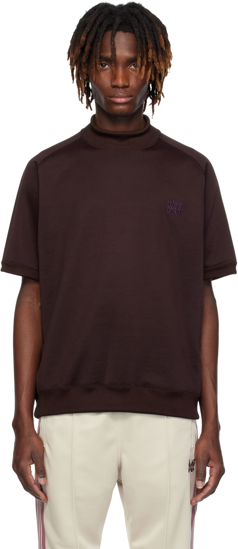 Sweater Needles Needles Mock Neck T-Shirt Brun | QV339