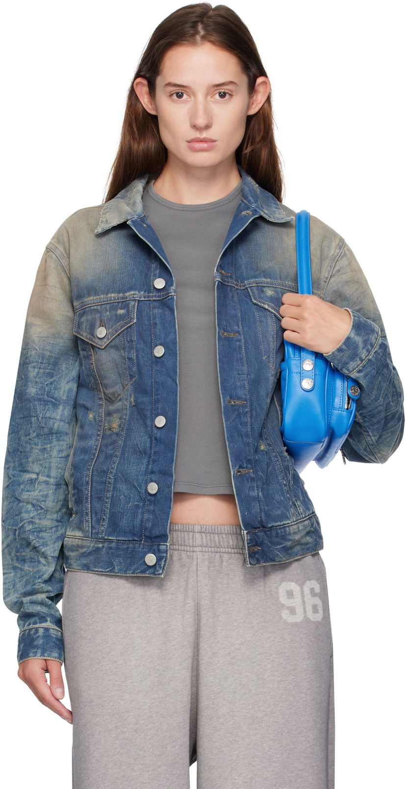 Jakke Acne Studios Acne Studios Distressed Denim Jacket Blå | C90196-
