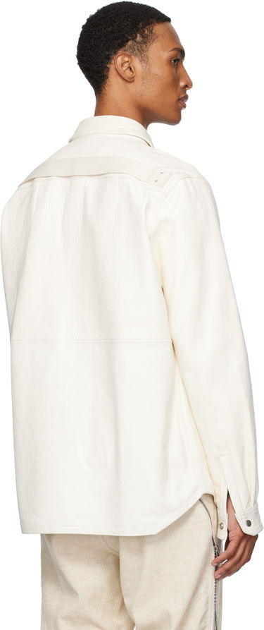 Jakke Rick Owens Rick Owens Concordians Leather Overshirt Hvid | RU02E1744 LBH, 2
