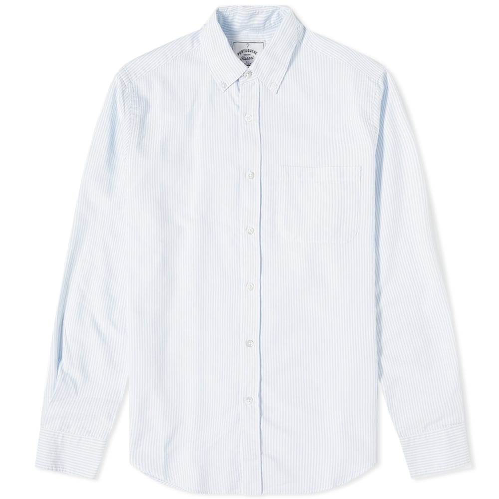 Skjorte Portuguese Flannel Belavista Stripe Button Down Oxford Shirt, Size Large Blå | pf-blvstshrt-blst, 1