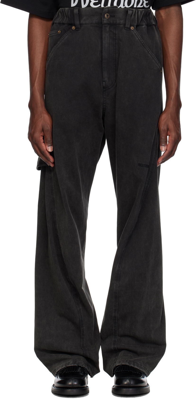 Cargo bukser We11done We11done Twisted Work Trousers Sort | WD-TA0-25-723-U-BK