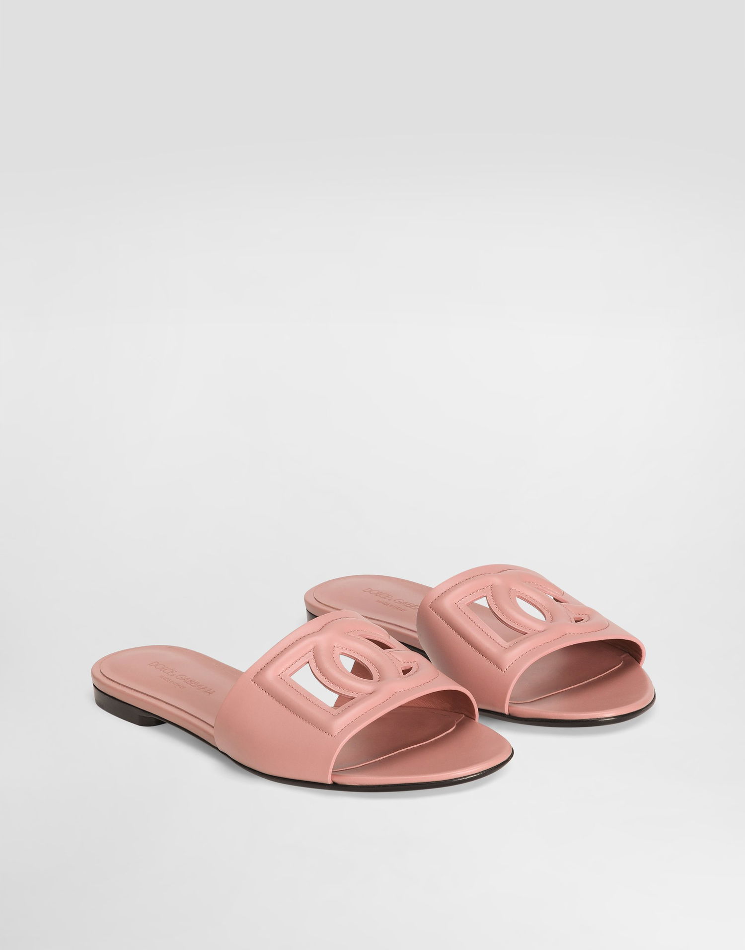 Tilbehør Dolce & Gabbana Dolce & Gabbana Calfskin DG Logo Sliders Lyserød | CQ0436AY32980405, 1
