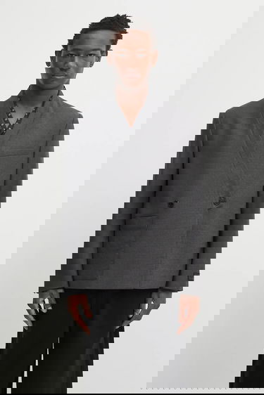Jakke KENZO Kenzo Weave Adjusted Kimono Tailored Blazer Grå | FF65VE1459ID, 0