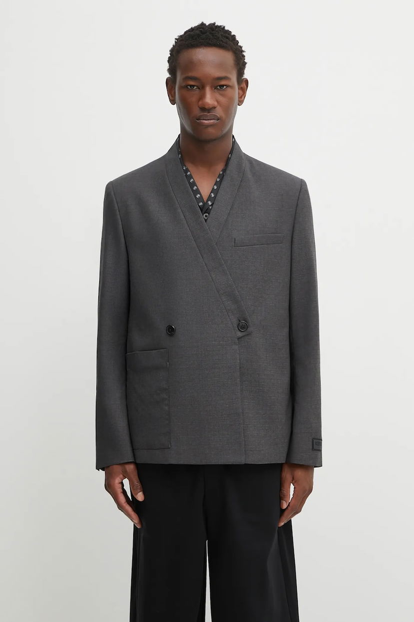 Jakke KENZO Kenzo Weave Adjusted Kimono Tailored Blazer Grå | FF65VE1459ID