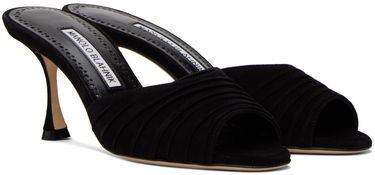 Tilbehør Manolo Blahnik Manolo Blahnik Pirua Suede Heeled Mules Sort | 423-1671, 3