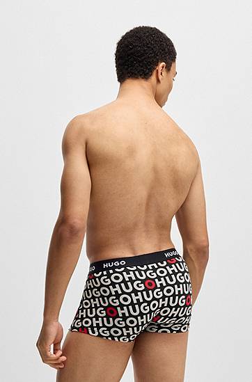 Boksere BOSS HUGO Men's 3-Pack Stretch Cotton Trunks with Logo Waistbands Flerfarvet | 50532550, 1