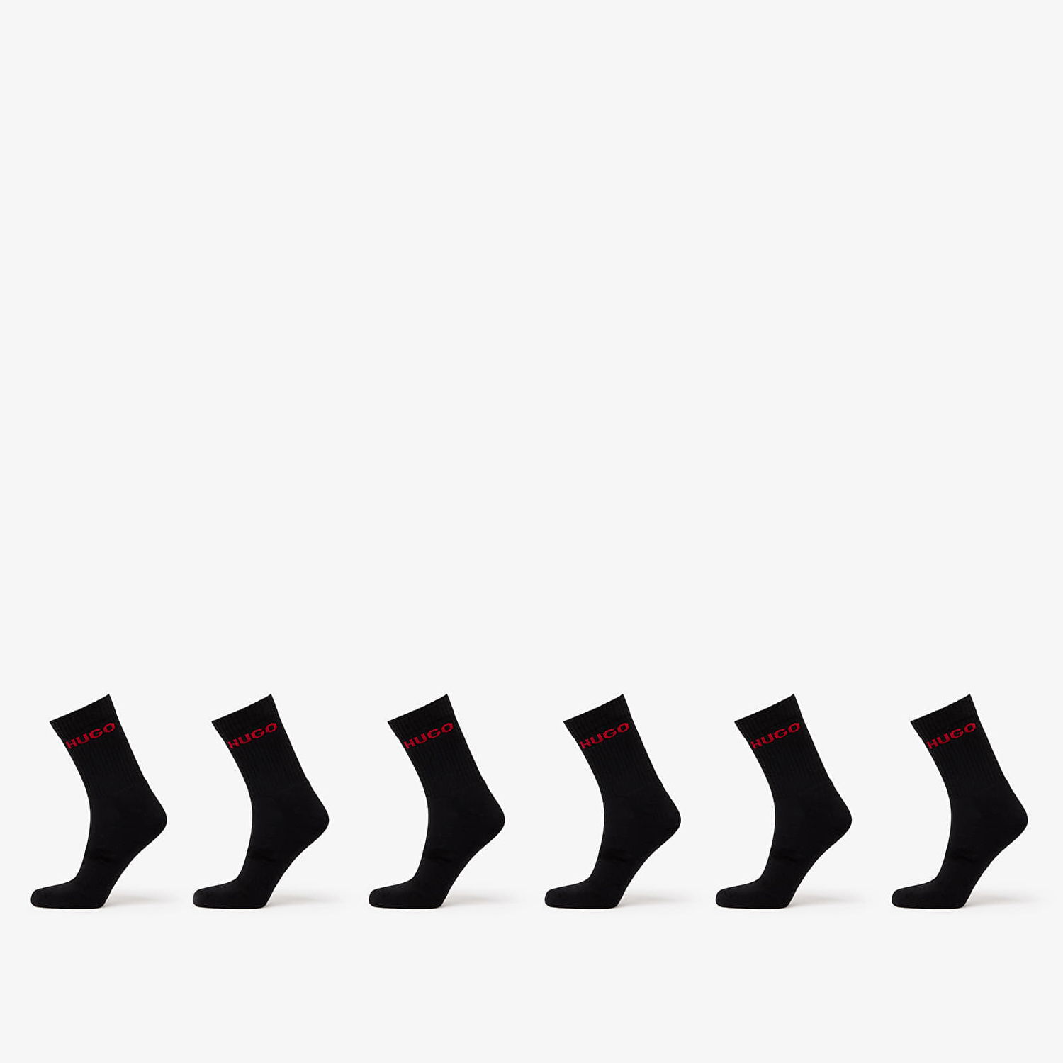 Sokker BOSS Hugo Rib Logo Sock 6-Pack Black Sort | 50510187-001, 0