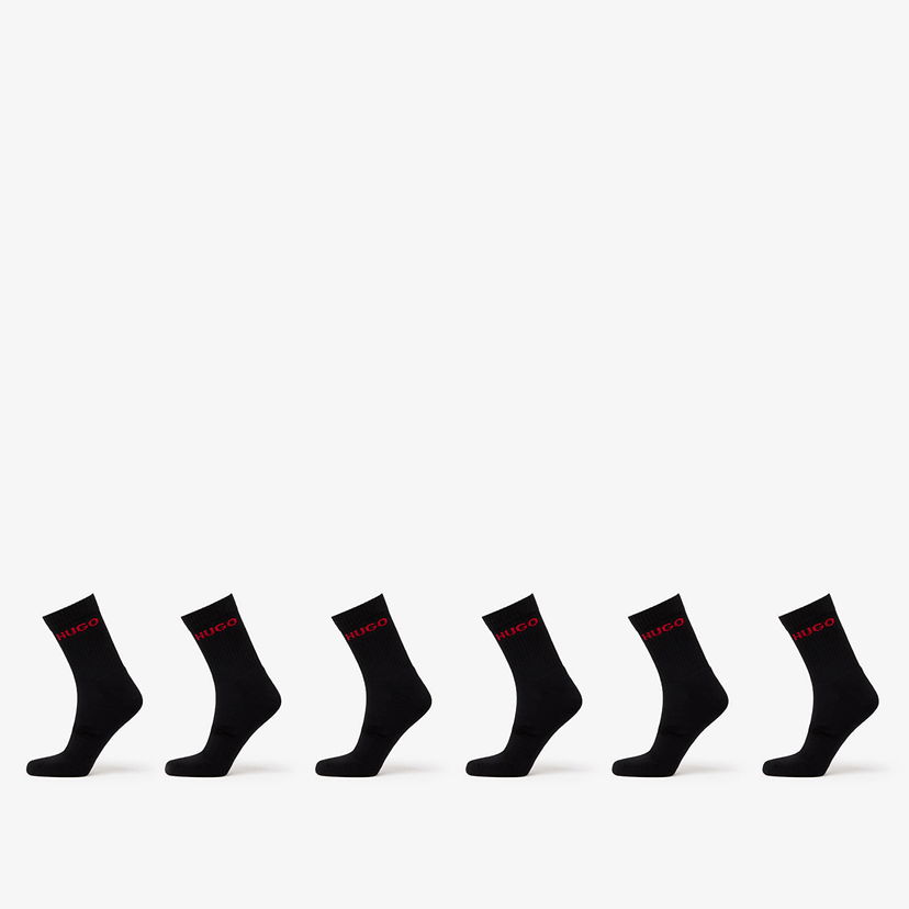 Sokker BOSS Hugo Rib Logo Sock 6-Pack Black Sort | 50510187-001