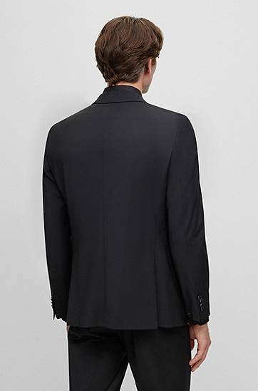 Jakke BOSS BOSS Slim-Fit Virgin-Wool Blend Jacket Sort | 50482734, 1