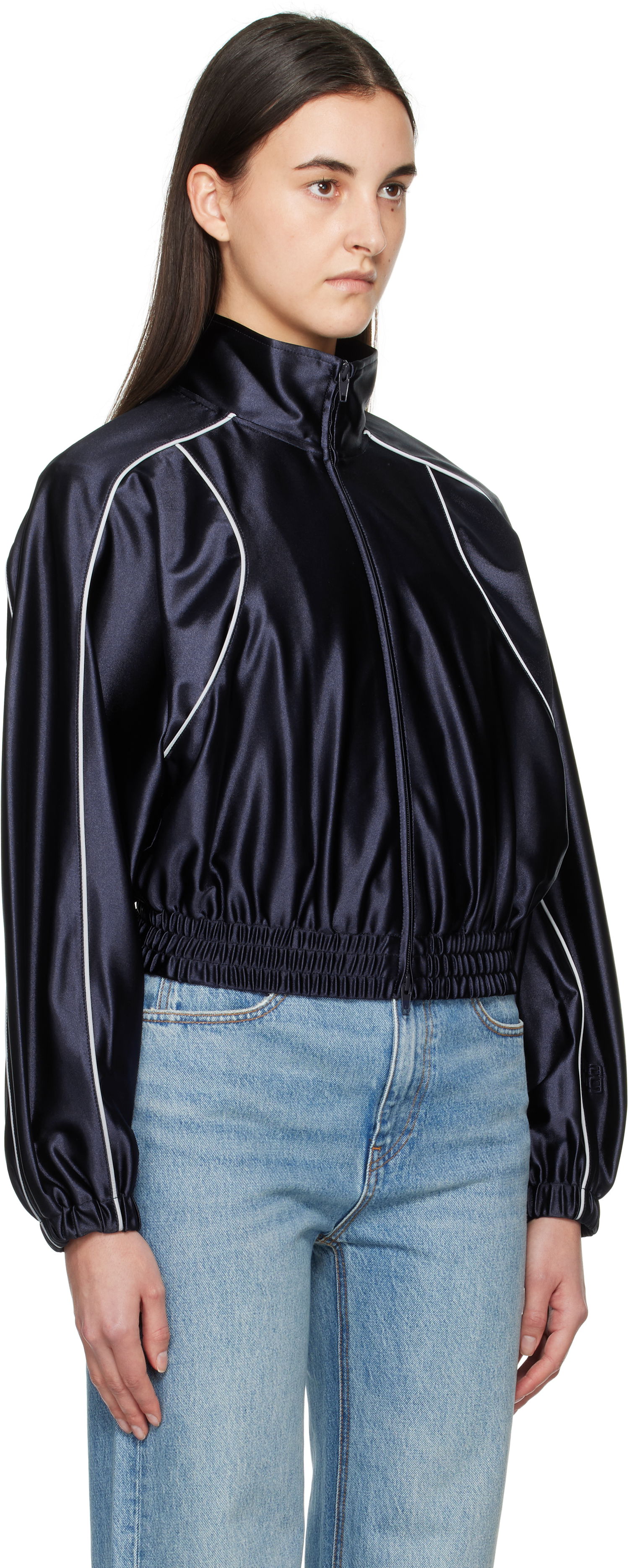 Bomberjakke Alexander Wang Alexanderwang.t Deconstructed Track Jacket Mørkeblå | 4CC1252110, 1