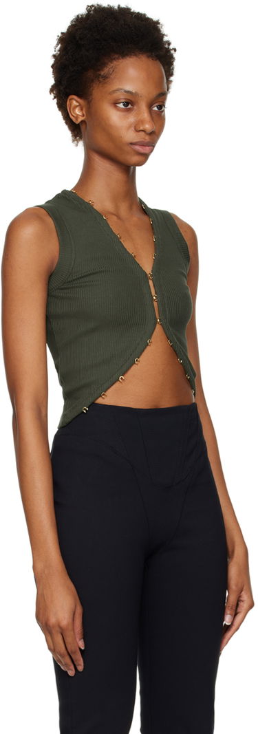 Tanktop Dion Lee Hook & Eye Ribbed Tank Top Grøn | C3075F22, 1