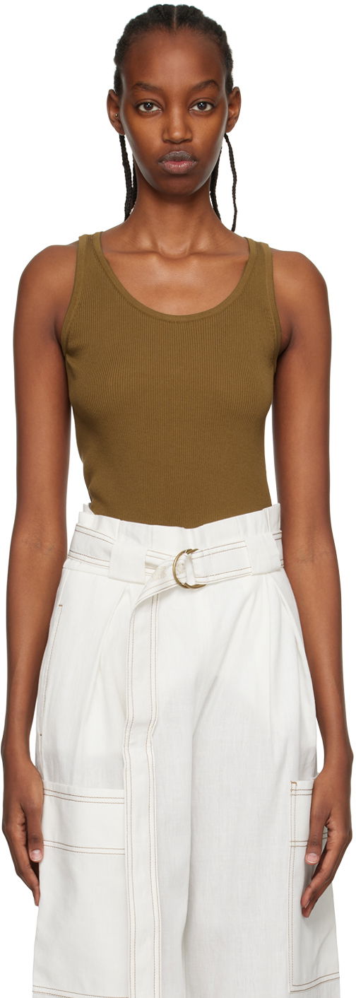 Tanktop Max Mara Show Ribbed Tank Top Grøn | 2313610232600 MM12117