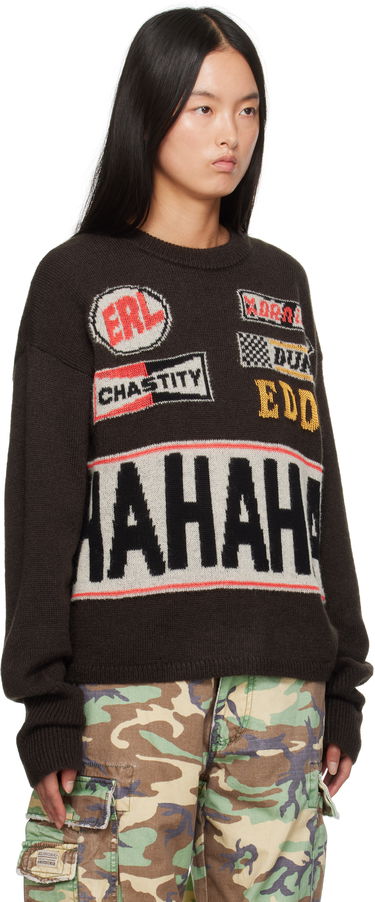 Sweater ERL 'HAHAHAH' Graphic Knit Sweater Brun | ERL09N007, 3