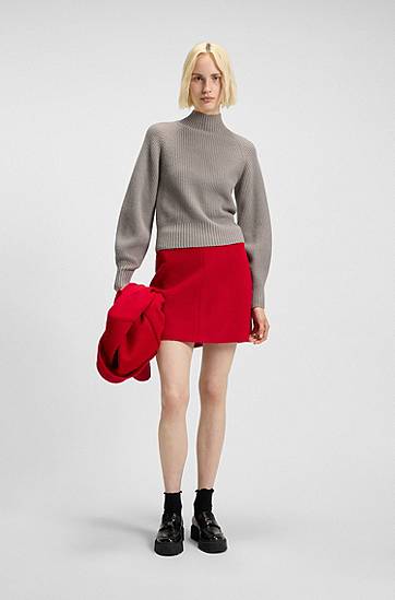 Sweater BOSS Loose-fit rollneck sweater with raglan sleeves Grå | 50548292, 1