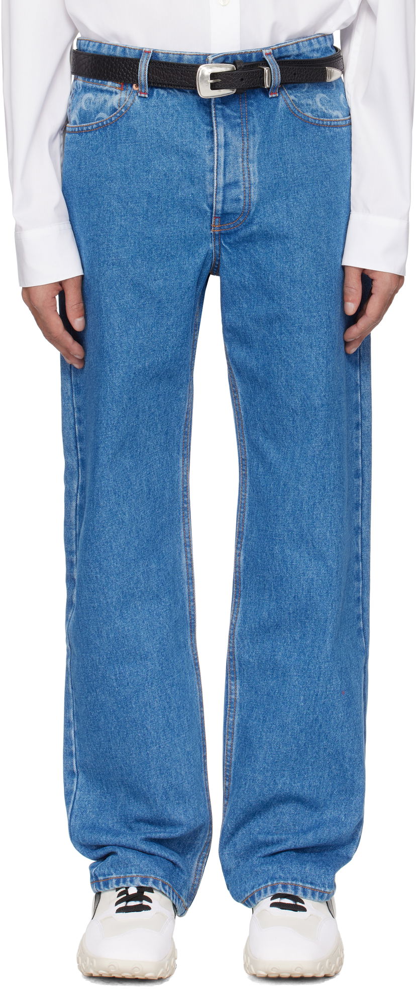 Jeans Marine Serre Marine Serre Moon Laser Loose Denim Jeans Blå | MPA066A CDEN0002