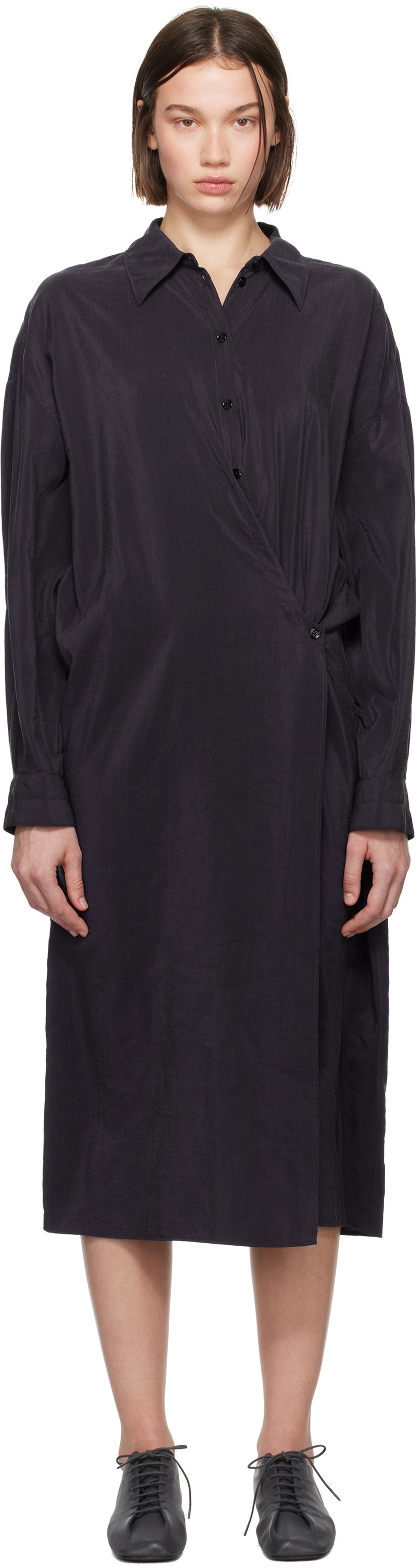 Kjole LEMAIRE Straight Collar Twisted Dress Sort | DR1092 LF1308