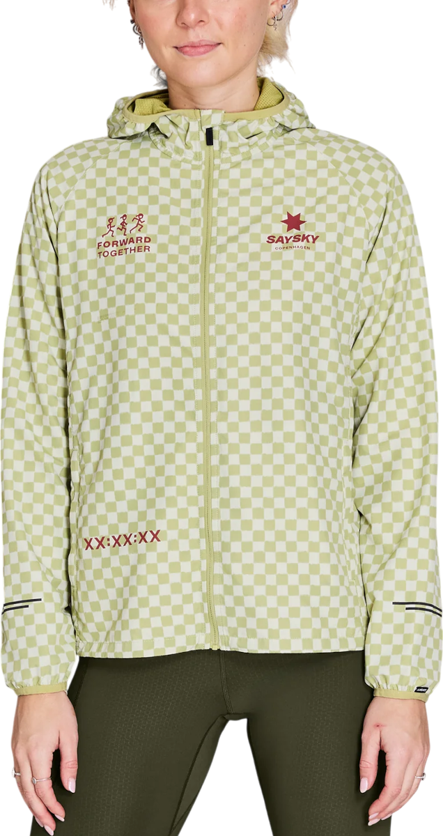 Vindjakke Saysky Saysky Checker Pace Hooded Jacket Grøn | nwrja21c1034