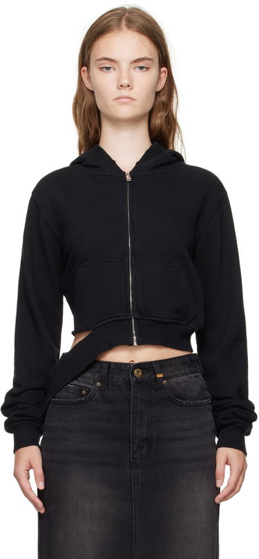 Sweatshirt We11done We11done Distressed Zip-Up Hoodie Sort | WD-TJ2-24-808-W-BK, 0