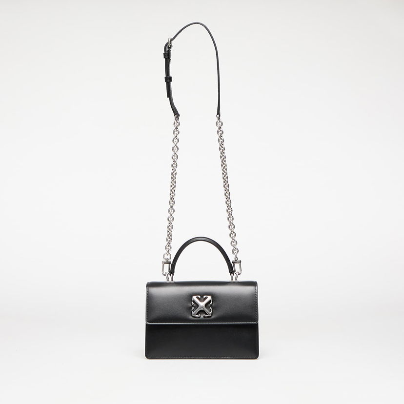 Håndtaske Off-White Jitney 1.4 Black Leather Top Handle Bag Sort | OWNP050C99LEA0011072
