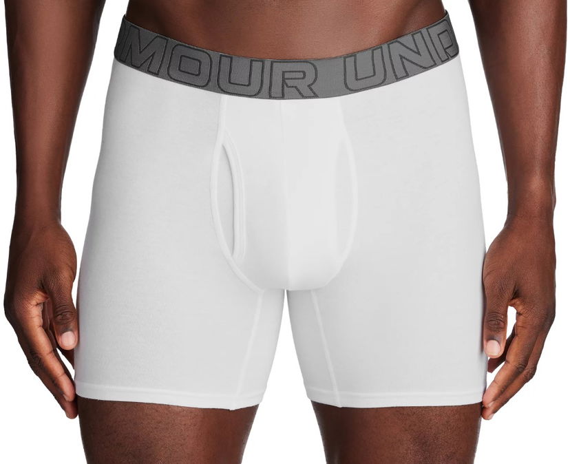 Boksere Under Armour Perf Cotton 6in-WHT Hvid | 1383889-100
