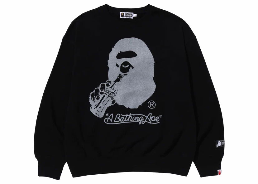 Sweatshirt BAPE BAPE x Coca-Cola Ape Head Crewneck Black Sort | 1J73-113-904