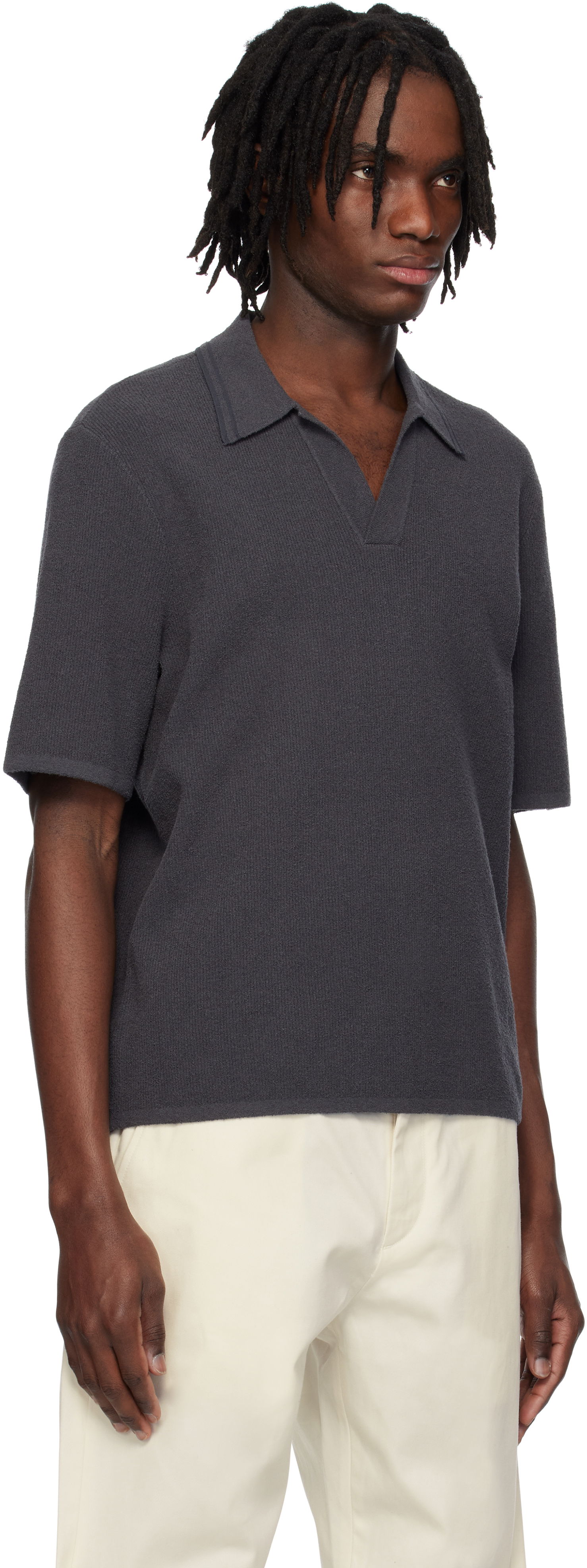 Polo skjorte rag & bone Rag & Bone Rib Knit Johnny Polo Grå | MBS25S035YF35, 1