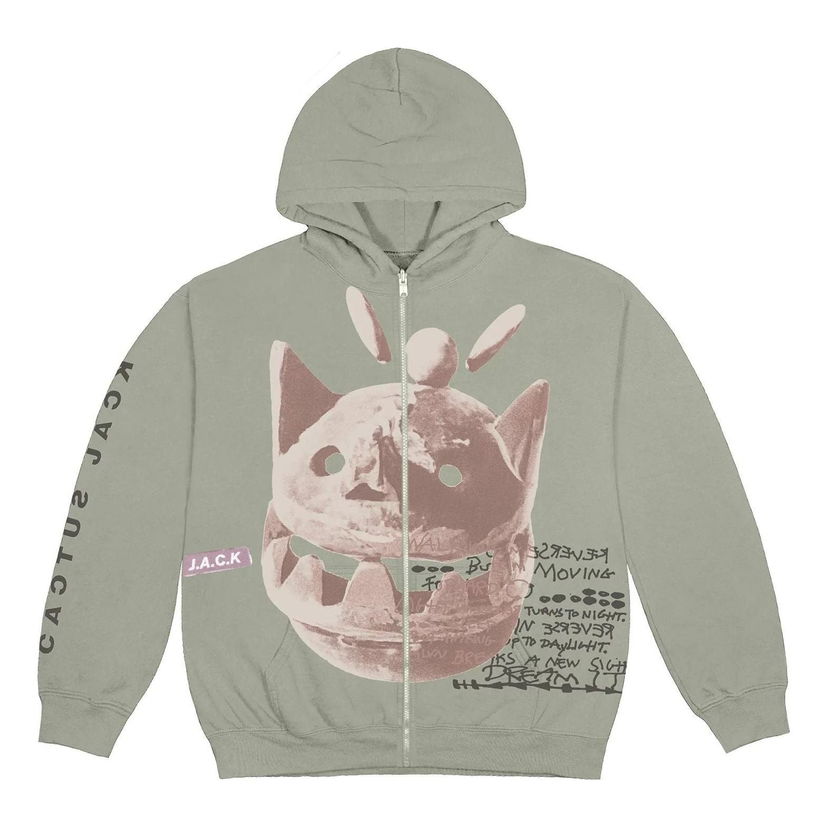 Sweatshirt Cactus Jack by Travis Scott Travis Scott Cactus Jack New Sight Zip-Up Hoodie Grøn | CJFN-SS87