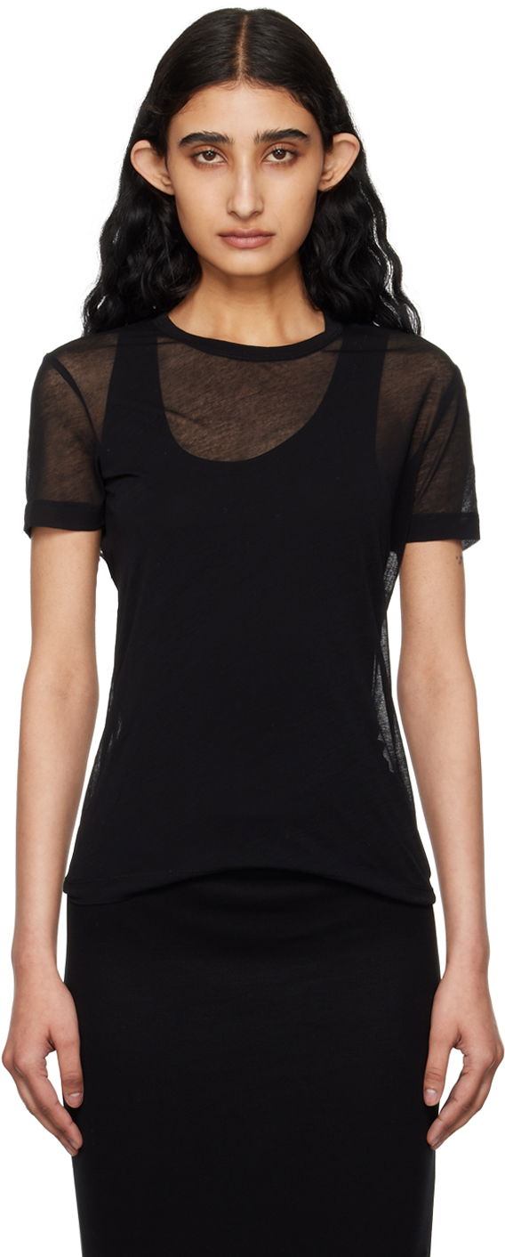 T-shirt Helmut Lang Helmut Lang Sheer T-Shirt Sort | O04HW516
