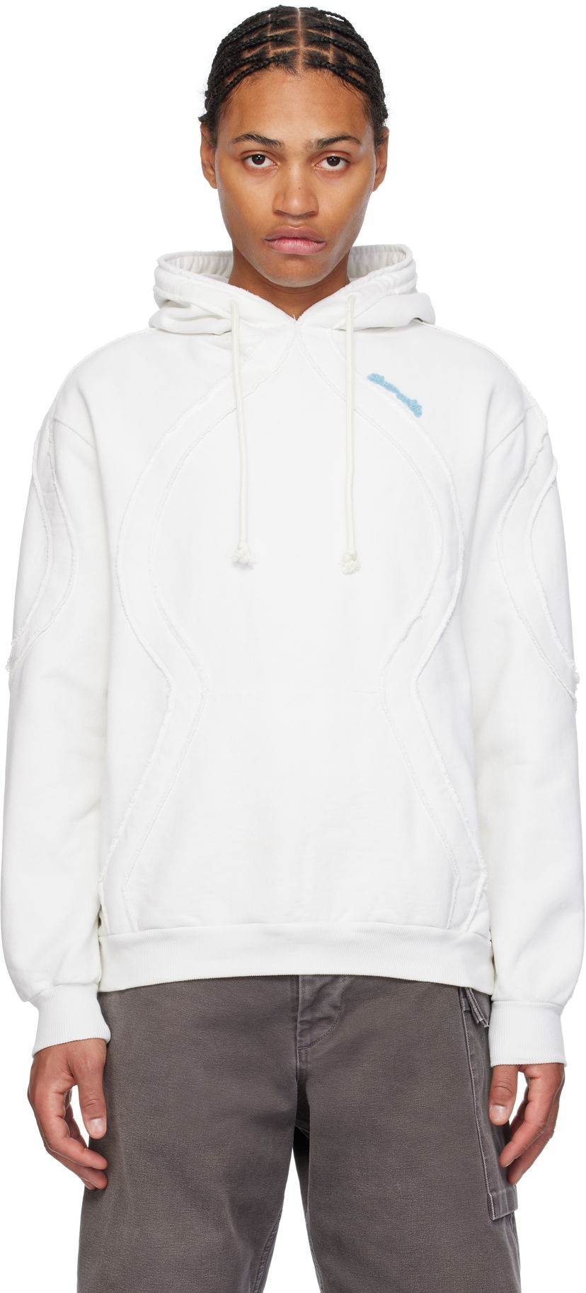 Sweatshirt Bluemarble Drawstring Hoodie Hvid | HO12 FL05B24 WHT