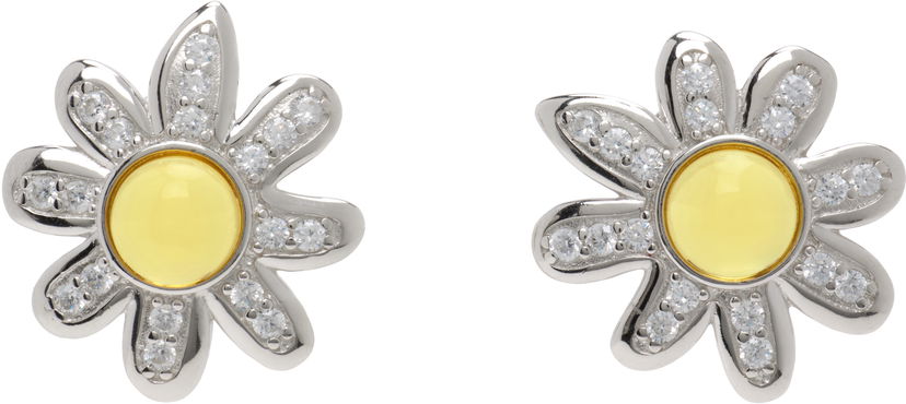 Øreringe Collina Strada Collina Strada Silver Daisy Earrings with Yellow Center Gul | XX1092