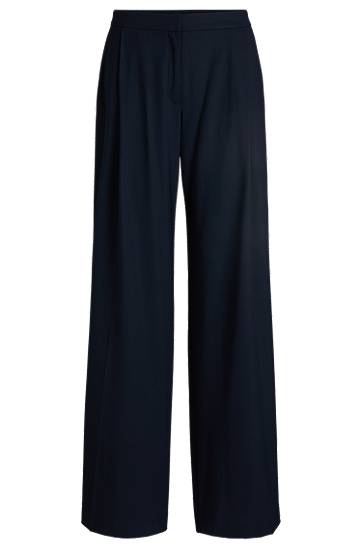 Bukser BOSS Regular-Fit Pleated Trousers Mørkeblå | 50530103