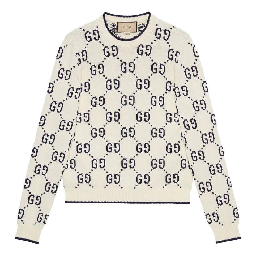 Sweater Gucci Gucci GG Cotton Knit Sweater Hvid | 694767-XKCDF-9145