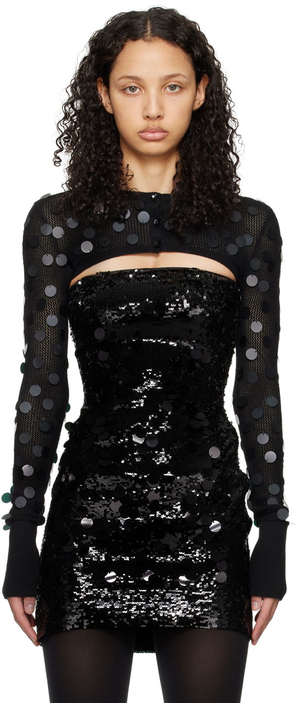 Kjole GUIZIO Guizio Paillette Micro Bolero Cardigan Sort | R24611S003