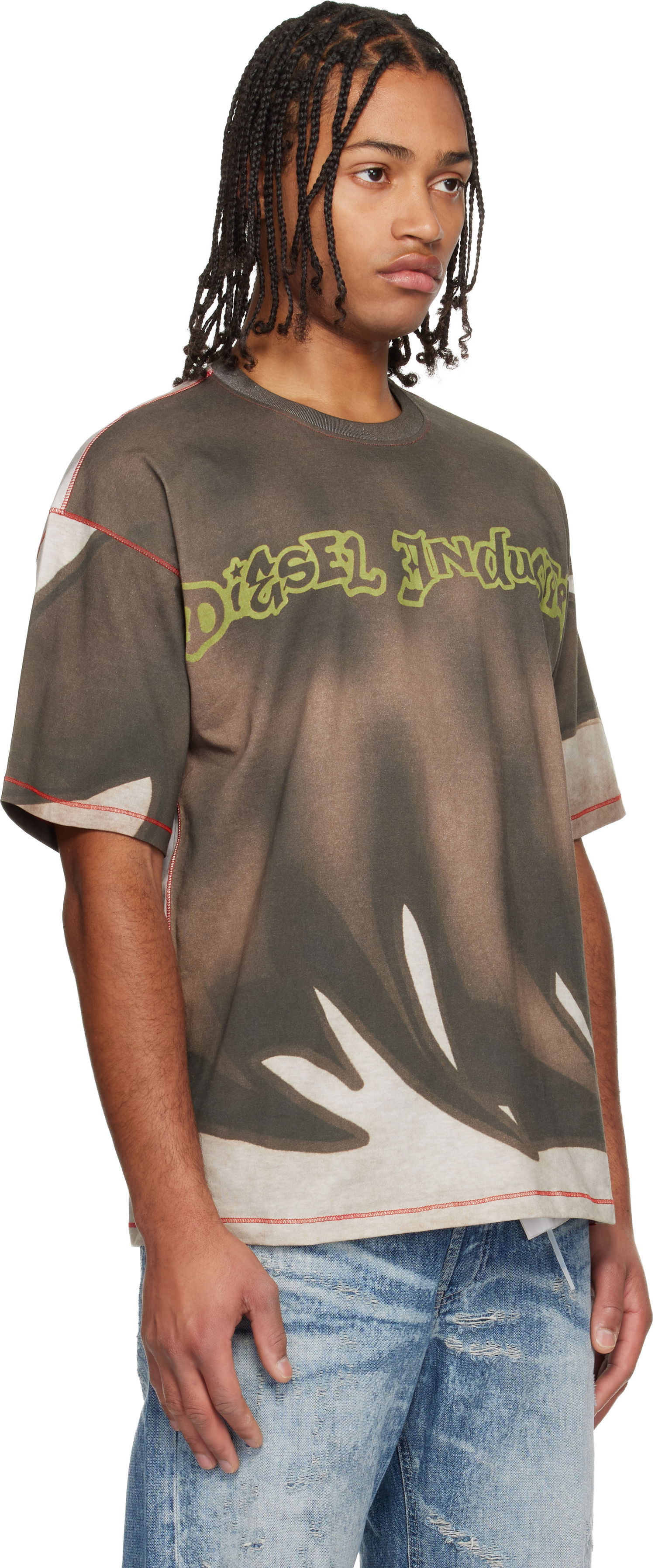 T-shirt Diesel T-Boxt-Show Oversized Washed Graphic T-shirt with Contrast Stitching Flerfarvet | A21230-0BKBY-7FMA, 1