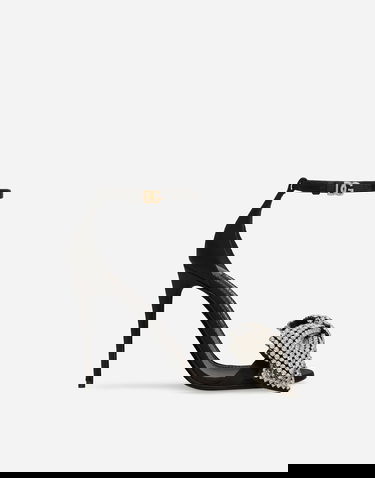 Sneakers og sko Dolce & Gabbana Satin Sandals With Rhinestone Embellishment Sort | CR1793A9S438S488, 0