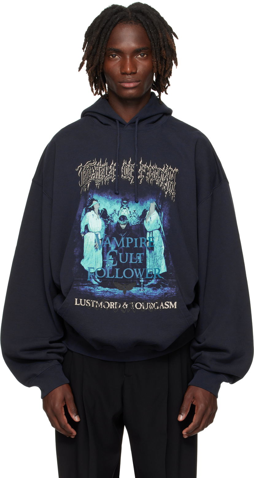 Sweatshirt VETEMENTS Vetements Cradle of Filth 'Vampire Cult' Oversized Hoodie Mørkeblå | UCF76HD700N