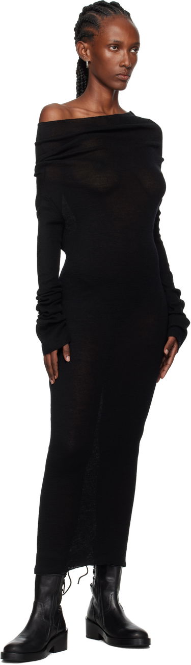 Kjole Ann Demeulemeester Ann Demeulemeester Barbro Dropped Shoulder Knitted Midi Dress Sort | 2520-W-KN28-FA059-099, 3