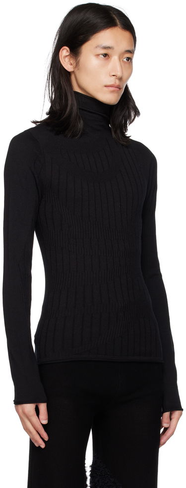 T-shirt Dion Lee Fitted Ribbed Turtleneck Top Sort | C7104F22, 1