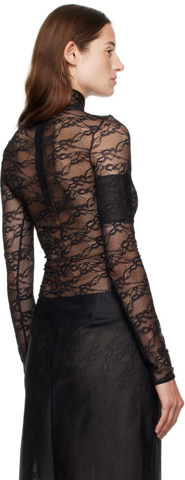 T-shirt Courrèges Courrèges Lace Mock Neck Long Sleeve Top Sort | 325CTO444PA0132, 2