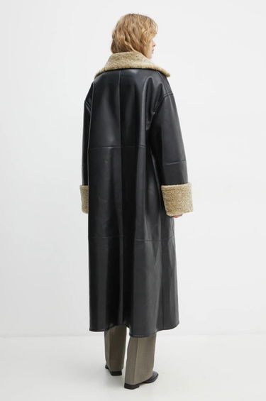 Frakker Nanushka LIESEL Black Leather Coat Sort | NW24FWOW38370, 1