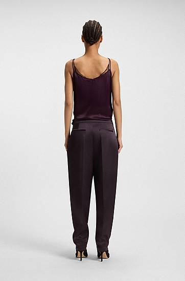 Bukser BOSS Regular-fit Pleated Trousers with Tapered Leg Sort | 50548218, 1