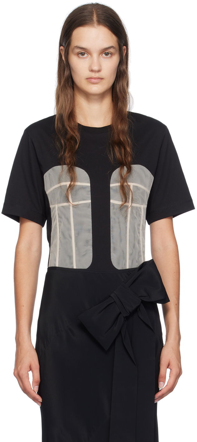 Kjole Simone Rocha Simone Rocha Paneled Bust T-Shirt Sort | 5290 0553
