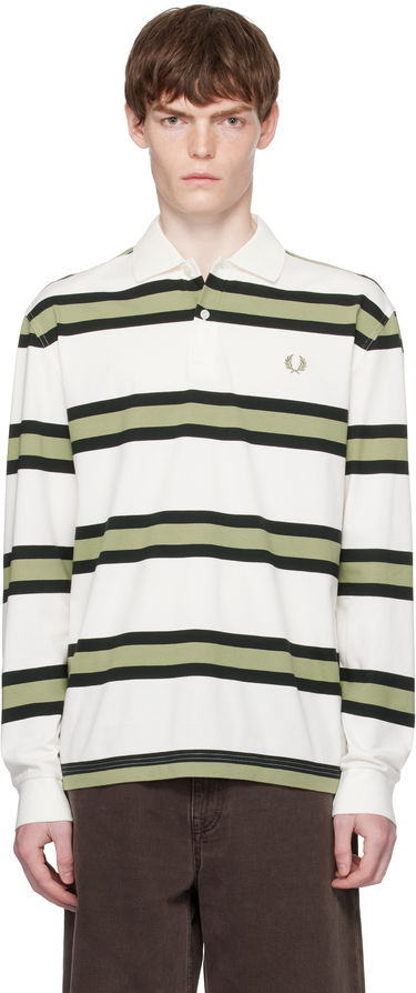 Polo skjorte Fred Perry Fred Perry Striped Jersey Polo Hvid | M9849, 0