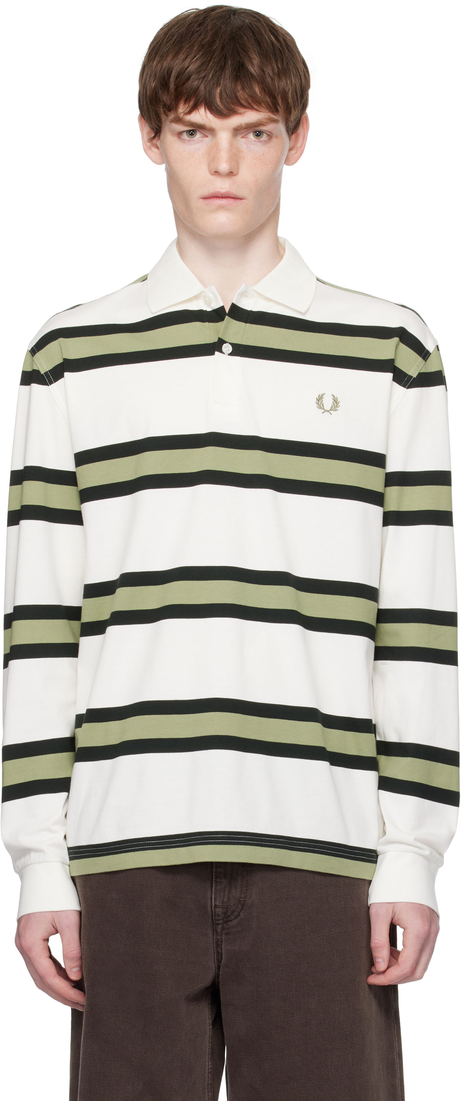 Polo skjorte Fred Perry Fred Perry Striped Jersey Polo Hvid | M9849, 0