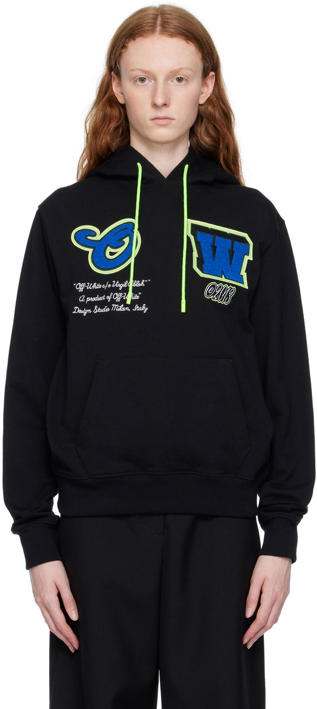 Sweatshirt Off-White Varsity Hammer Hoodie Sort | OMBB097S23FLE0091069