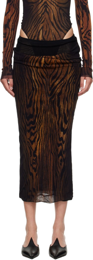 Nederdel Jean Paul Gaultier Jean Paul Gaultier 'The Long Draped Wood' Midi Skirt Brun | 25/03-W-SK011-M002P-0060, 0